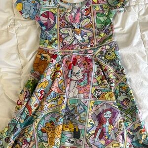 Vibrant Cartoon Print Kids Dress